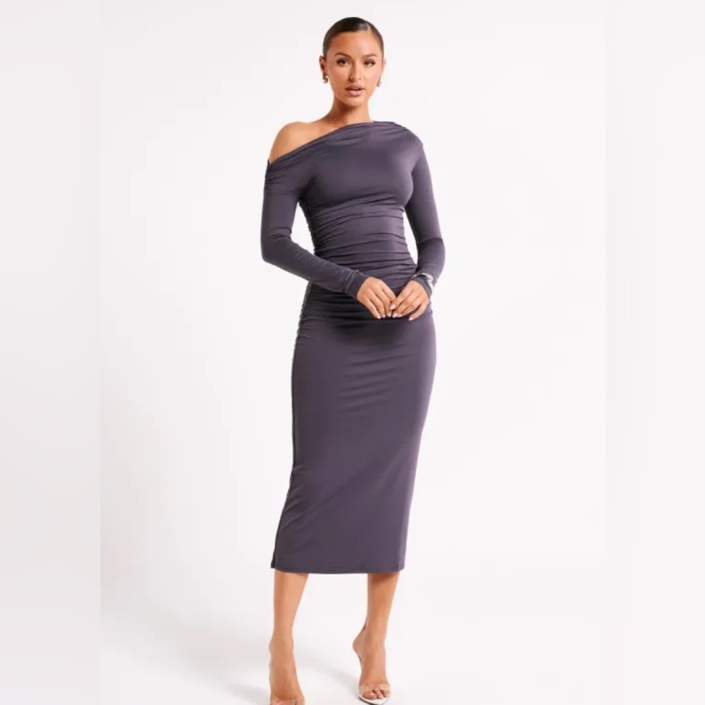 Meshki Christabel Nylon Ruched Midi Dress